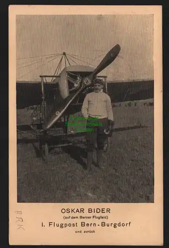 150769 AK Oskar Bider 1 Flugpost Bern Burgdorf Sonderluftpost 30 Jahre Alpenflug