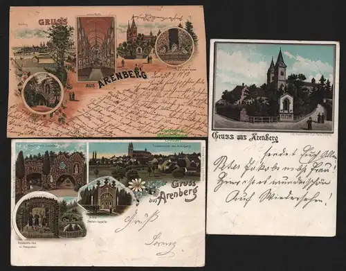150752 3 AK Koblenz Arenberg Litho 1897 Kirche Lourdesgrotte 1898 1900
