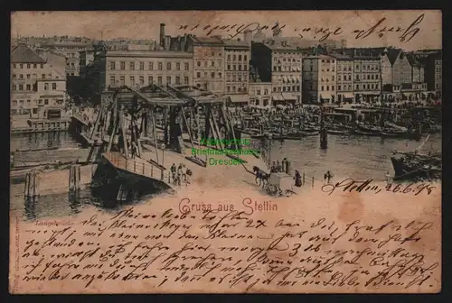 148323 AK Stettin Szczecin 1898 Langebrücke Hafen