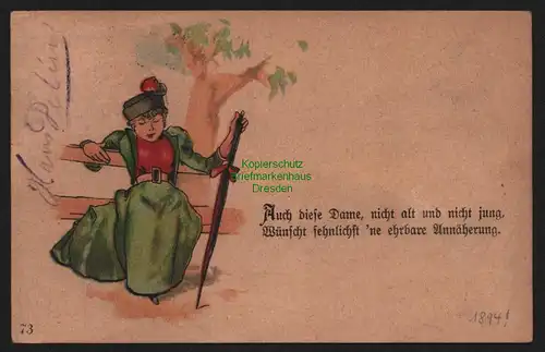 148416 AK Berlin Vorläufer 1894 Auch diese Dame, nicht alt nicht jung, Wünscht