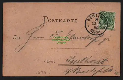 148416 AK Berlin Vorläufer 1894 Auch diese Dame, nicht alt nicht jung, Wünscht