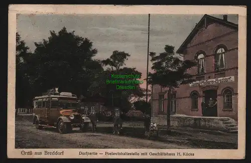 148302 AK Breddorf 1927Zentral Molkerei Postautohaltestelle Geschäftshaus Kücks
