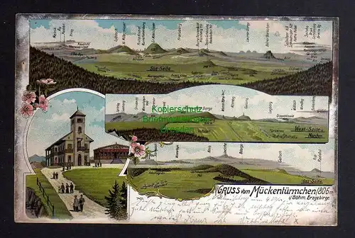 132553 AK Litho Gruss vom Mückentürmchen i. Böhm. Erzgebirge 1912