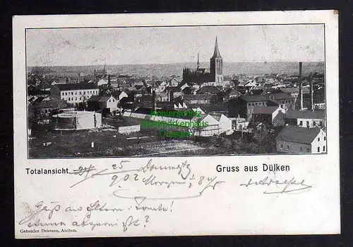 128604 AK Dülken Viersen 1902 Totalansicht mit Kirche