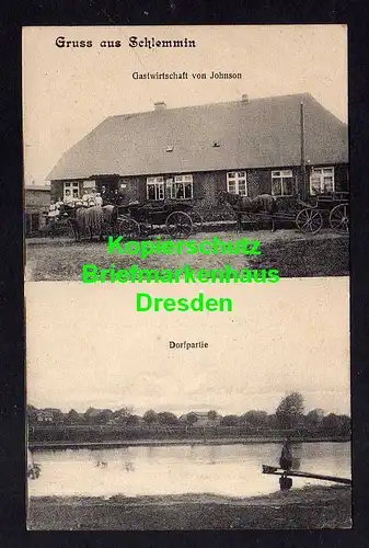 116803 AK Schlemmin 1912 Gastwirtschaft von Johnson Dorfpartie Dorfteich