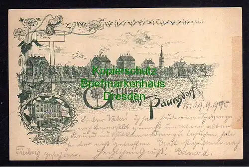 117029 AK Leipzig Paunsdorf 1899 Federlitho Cafe zur Krone