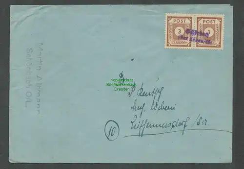 B5889 Brief Ostsachsen 1945 Notstempel Schönbach über Löbau nach Seifhennersdorf
