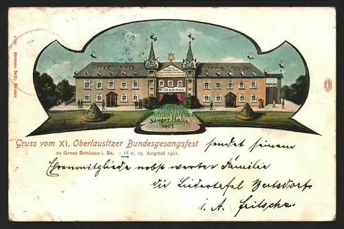 146894 AK Großschönau Sachsen 1901 Oberlausitzer Bundesgesangsfest Sänger Halle