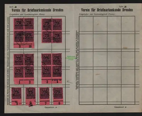 B12516 Deutsches Reich auf Albumseite 20x Dienst 91 gestempelt , davon 1x VB HAN