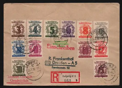 B12699 Brief Einschreiben SBZ 138 - 149 Satzbrief nach Dresden