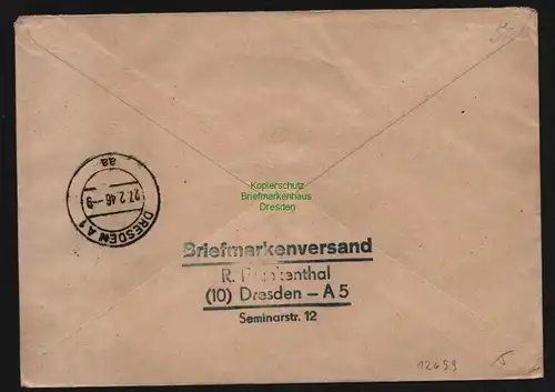 B12699 Brief Einschreiben SBZ 138 - 149 Satzbrief nach Dresden