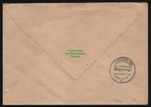 B12656 DDR 1957 Brief Eilboten VEB Sägewerk Teschendorf an VEB Rafena