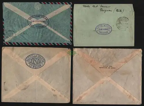 B12689 4x Brief Chile 1928 - 1939 nach Radeberg Dresden Limbach Oberfrohna