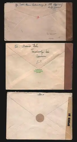 B12692 3x Brief Österreich Wien Salzburg Teesdorf 1948 je Zensur n. Radeberg