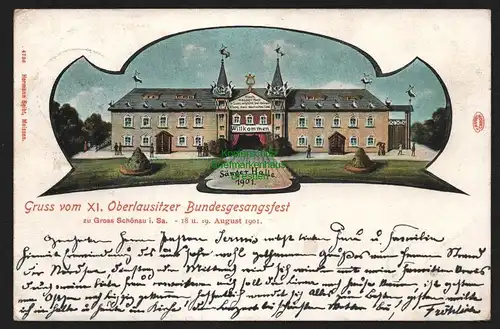 149446 AK Gross Schönau 1901 XI. Oberlausitzer Bundesgesangsfest