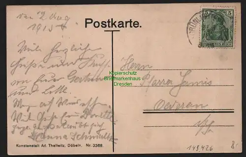 149426 AK Lochmühle Erlebach Post Grünlichtenberg 1915