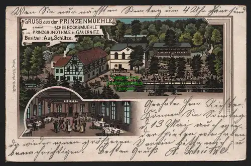 149422 AK Prinzengrund bei Gauernitz um 1905 Litho Schiebocksmühle Prinzenmühle