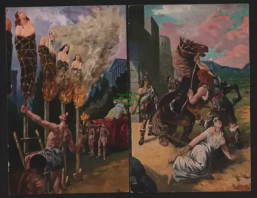 149416 AK Künstlerkarte Otto Peters Die lebenden Fackeln Neros um 1920