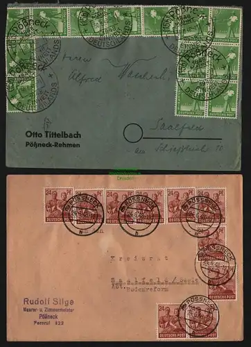 B12718 SBZ Währungsreform 1948 Zehnfach Frankatur 24x 946 Pößneck 30.6.48 nach