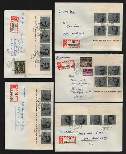 B13486 BRD 12x Brief Einzelmarken Zusammendrucke aus Block 3 431 - 438 mit Rand