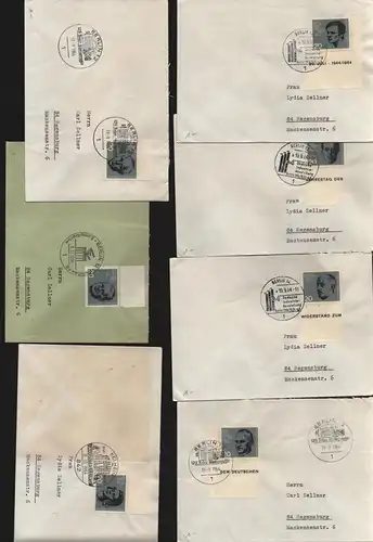 B13486 BRD 12x Brief Einzelmarken Zusammendrucke aus Block 3 431 - 438 mit Rand