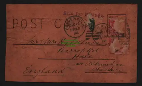 B12789 Leder Postkarte Denver Colorado 1904 Esel nach England