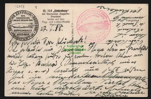 B12793 DR Deutsches Reich Postkarte 1938 Luftschiff Graf Zeppelin Zeppelinhalle