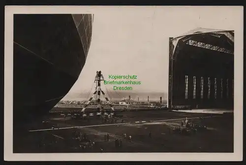 B12793 DR Deutsches Reich Postkarte 1938 Luftschiff Graf Zeppelin Zeppelinhalle