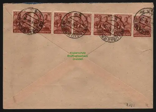 B12732 SBZ Währungsreform 1948 Zehnfach Frankatur Landpoststempel Seifersdorf