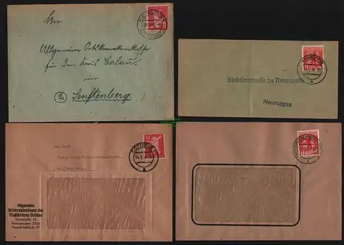 B12756 4x SBZ Brief Berlin Neuruppin 1946 Neu Petershain Senftenberg Cottbus
