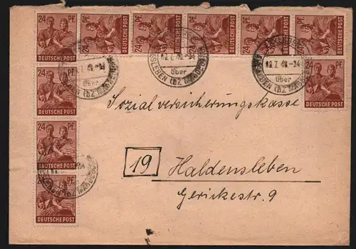 B13578 Brief SBZ Währungsreform 1948 Zehnfach Frankatur Erxleben