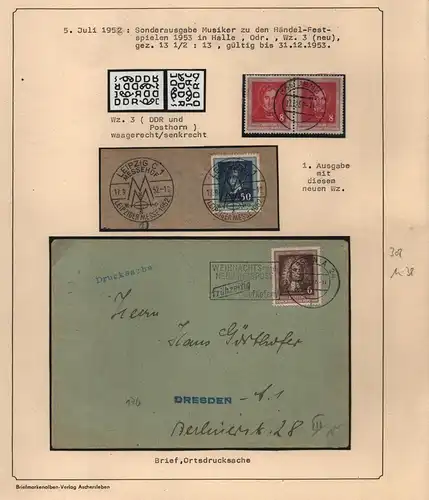 B13516 DDR 308 - 310 Brief Drucksache Briefstück Händel Lorzing Carl Maria Weber
