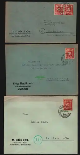 B12760 SBZ 3x Brief Ostsachsen Leutersdorf Zwönitz 1946 Neukirchen Crimmitschau