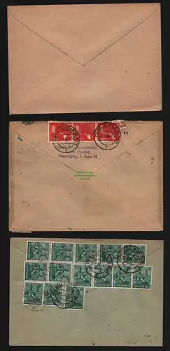 B12735 SBZ Währungsreform 1948 Zehnfach Frankatur 3x Brief Halle Saale Weichelin