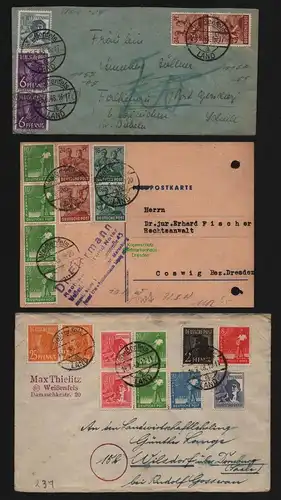 B12737 SBZ Währungsreform 1948 Zehnfach Frankatur 3x Brief Weißenfels Land