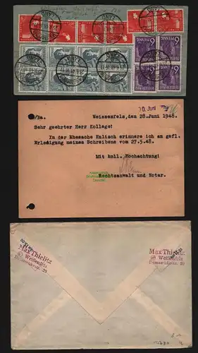 B12737 SBZ Währungsreform 1948 Zehnfach Frankatur 3x Brief Weißenfels Land