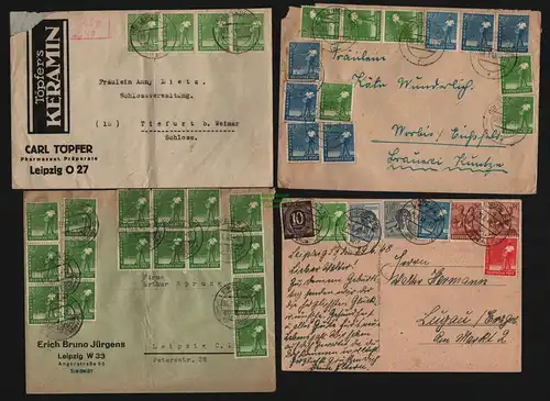 B12751 SBZ Währungsreform 1948 Zehnfach Frankatur 12x Brief Leipzig Firmenpost