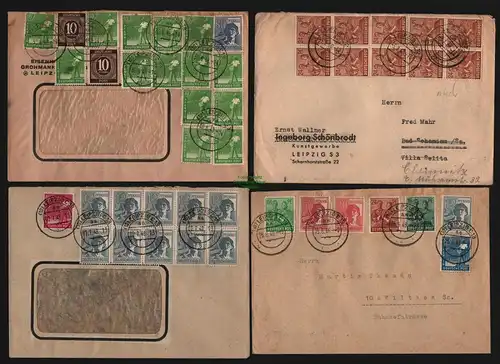 B12751 SBZ Währungsreform 1948 Zehnfach Frankatur 12x Brief Leipzig Firmenpost