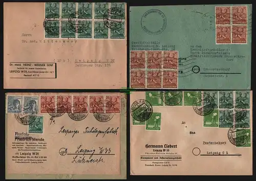 B12751 SBZ Währungsreform 1948 Zehnfach Frankatur 12x Brief Leipzig Firmenpost