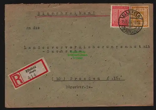 B12757 SBZ Brief Ostsachsen MiF Westsachsen Ellefeld Vogtland 1946 Einschreiben