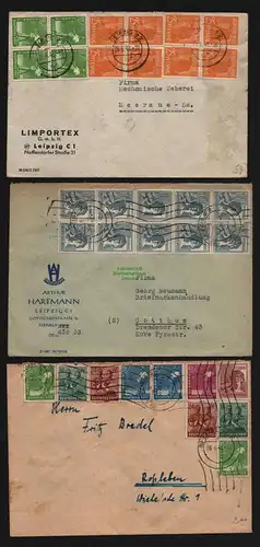 B12749 SBZ Währungsreform 1948 Zehnfach Frankatur 12x Brief Leipzig Firmenpost