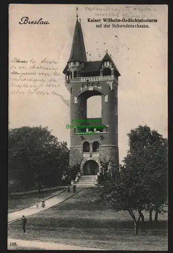 149594 AK Breslau Wroclaw Kaiser Wilhelm Gedächtnisturm Schwedenschanze 1906