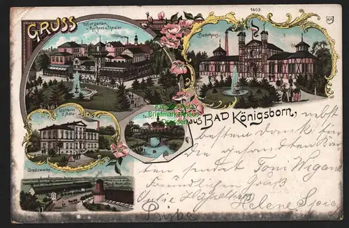 149511 AK Bad Königsborn Unna Litho 1900 Logirhaus Adler Gradirwerke Theater