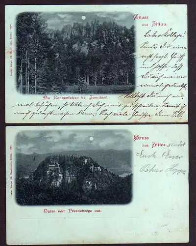 82778 2 AK Zittau Nonnenfelsen bei Johnsdorf 1898 Oybin 1903