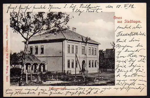 65859 AK Stadthagen Töchterschule 1902 Bahnpost