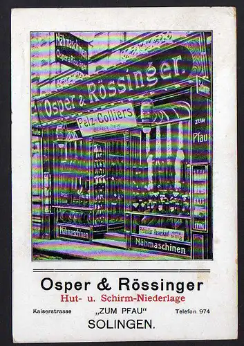 65801 AK Solingen Osper & Rössinger Hüte Schirme Pelze