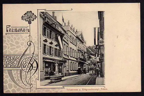 65623 AK Freiburg B. Salzstrasse Palais 1915 Bahnpost