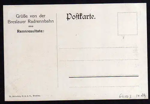 64163 AK Breslauer Radrennbahn R. Scheuermann hinter Geppert