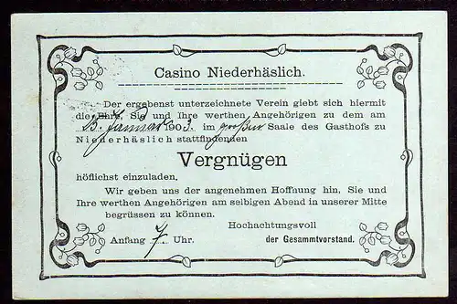64643 AK Niederhäslich Deuben Freital 1903 Gasthof Casino Privatganzsache Zudruc