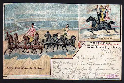 64685 AK Barnum und Bailey Zirkus 4 Reiter 1 Pferd 1901